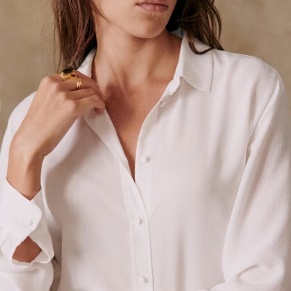 NWT Sezane Ann Shirt Silk Ecru Size 42 EU/US 10! EXTREMELY RARE ARCHIVE PIECE!